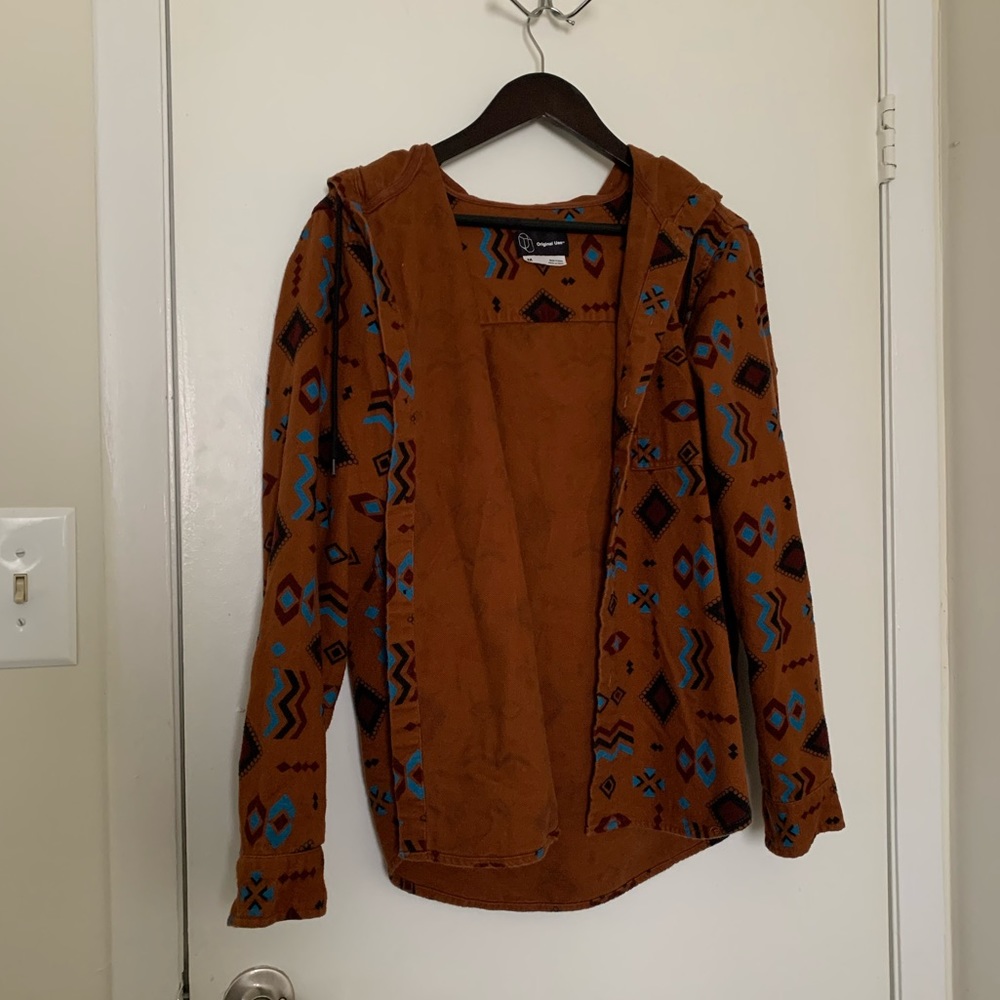 Rust orange patterned button up